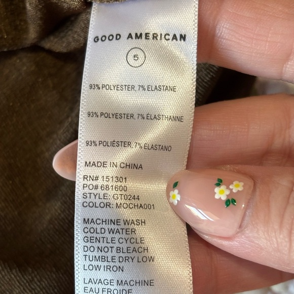 NWT Good American Long Sleeve Front Knot Blouse Shirt Mocha Brown Sz 5 (2X) - Picture 6 of 7